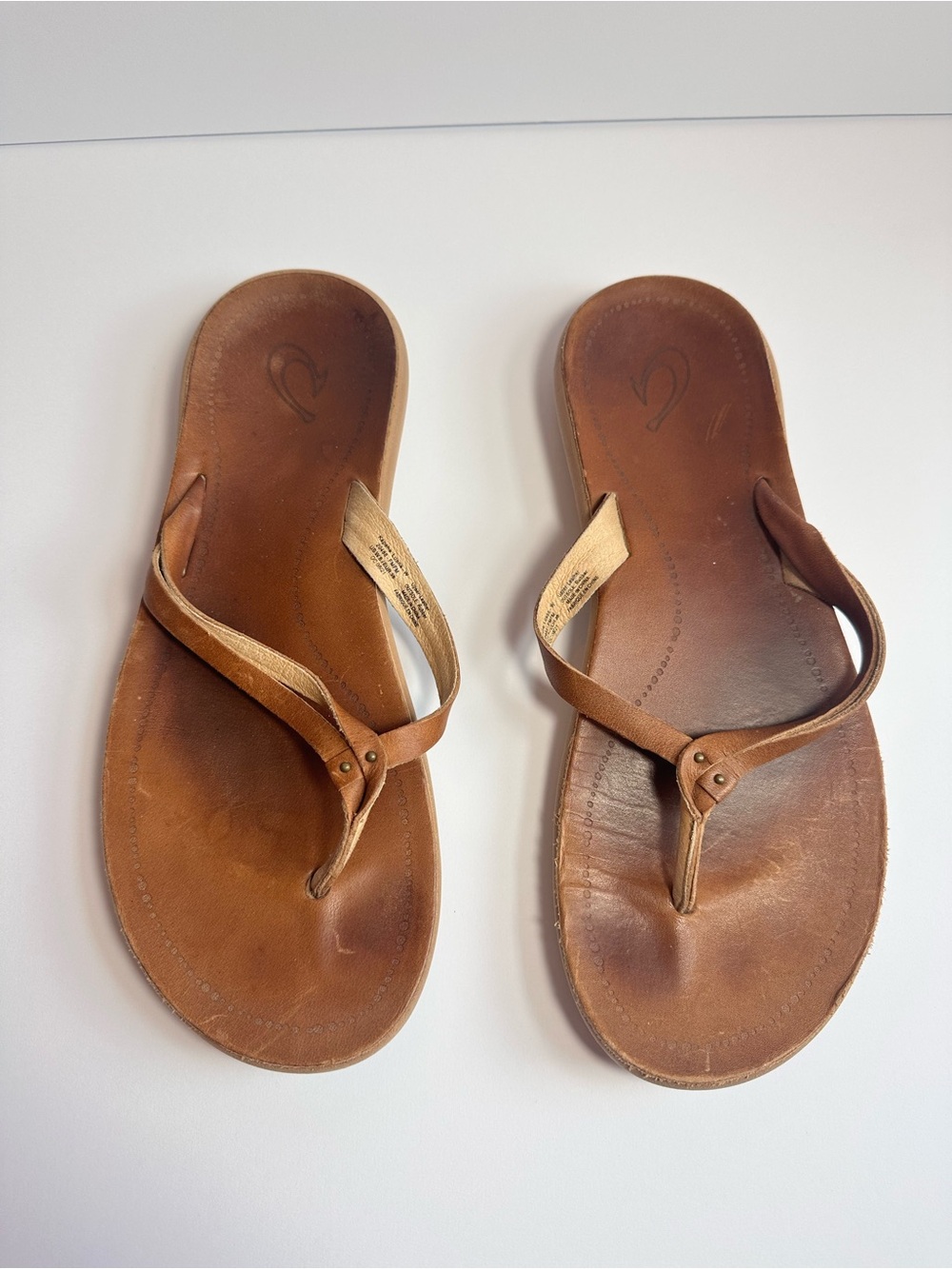 Olukai Brown Leather Women's Flip Flop Sandals